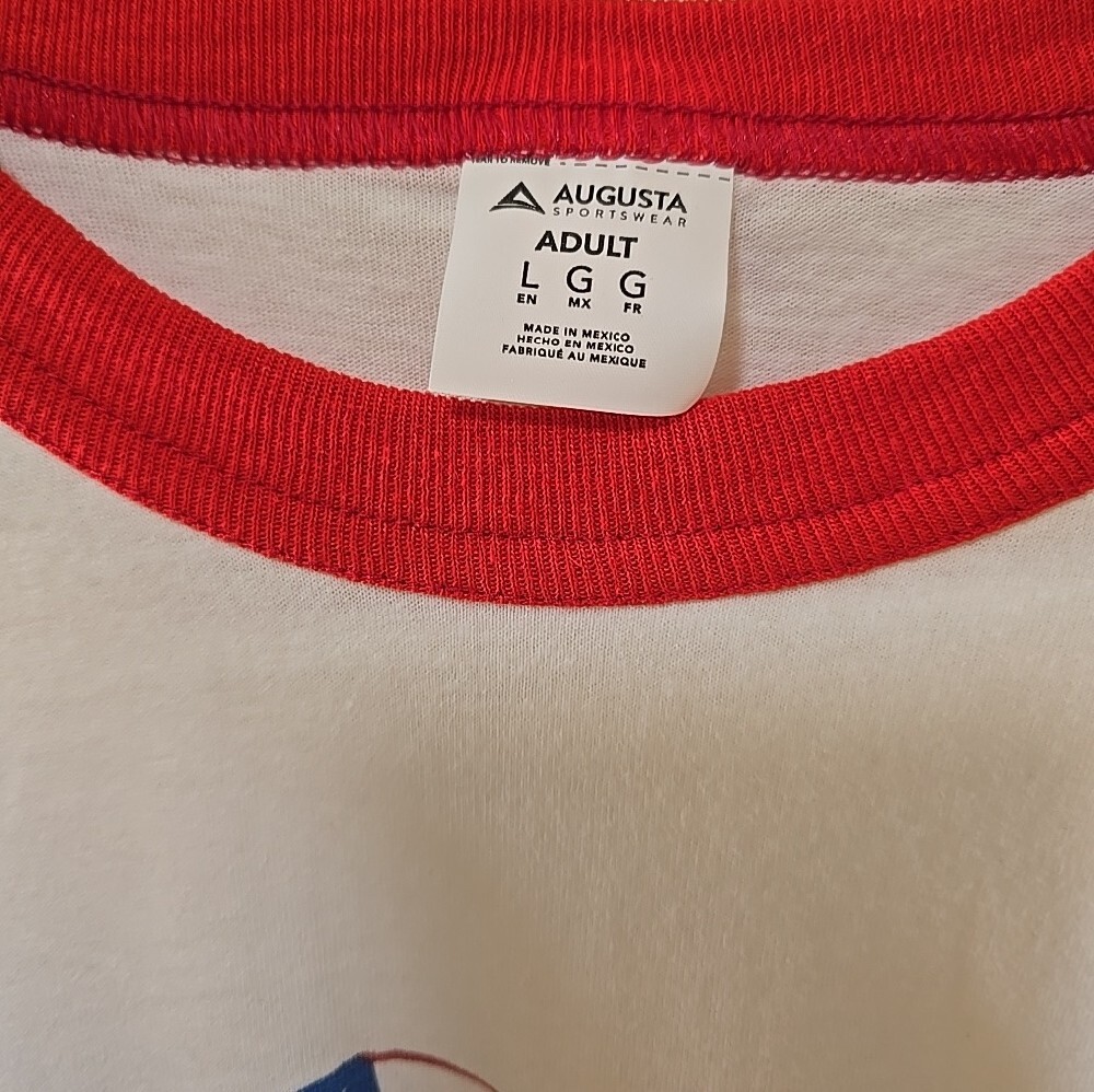 Unisex White & Red Ringer Tee with American Flag & Horses - Picture 2 of 4